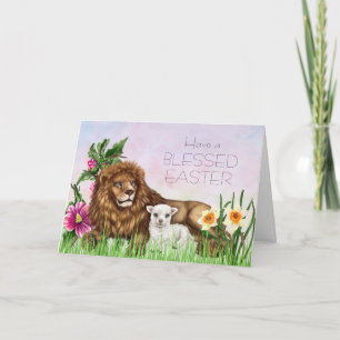 Lion and Lamp Easter Card