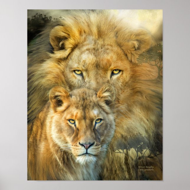 Lion And Lioness-African Royalty Art Poster/Prinr Poster (Front)