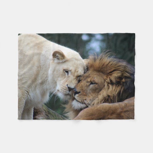 Lion and Lioness Fleece Blanket (Front (Horizontal))