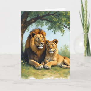 Lion and Lioness   Happy Anniversary Love Card
