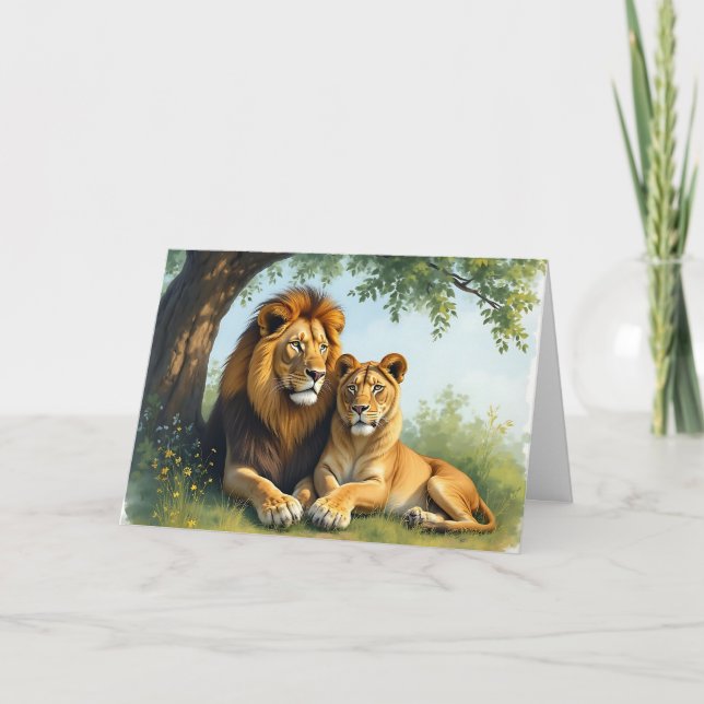 Lion and Lioness | Happy Birthday Sweetheart Card (Front)