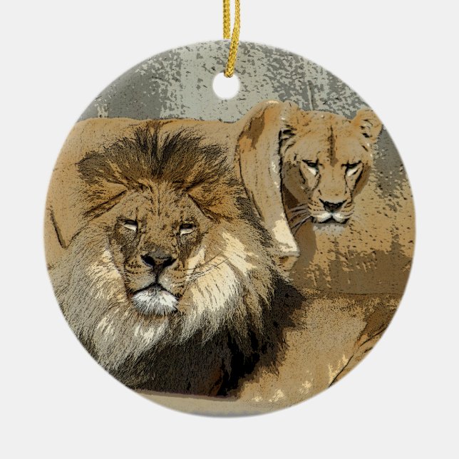 LION AND LIONESS PAIR ORNAMENT (Front)