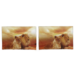 Lion and Lioness Pillowcase