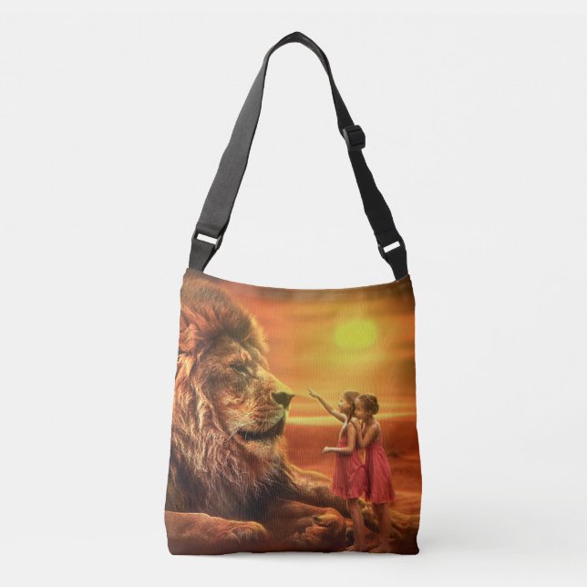 Lion and Little Girls Crossbody Bag (Front)