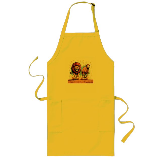 Lion and Llama Dash Long Apron (Front)