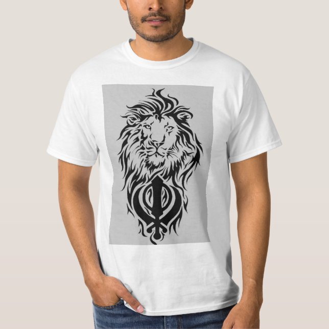 Lion and Sikh Khanda T-Shirt (Front)