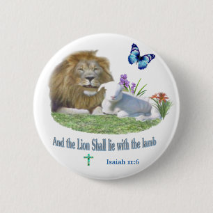 Lion and the lamb Bible verse 6 Cm Round Badge
