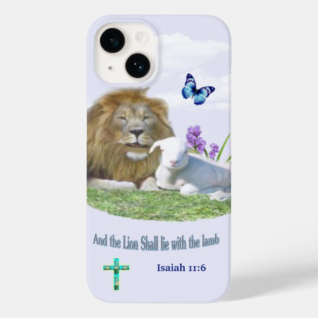 Lion and the lamb Bible verse Case-Mate iPhone Case (Back)