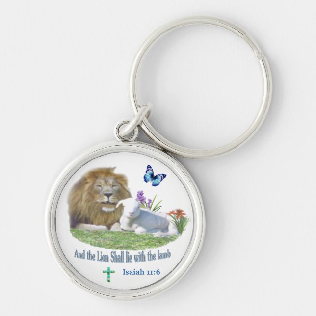 Lion and the lamb Bible verse Key Ring (Front)