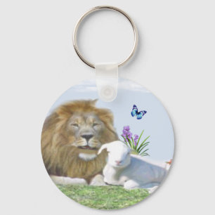 Lion and the lamb Bible verse Key Ring