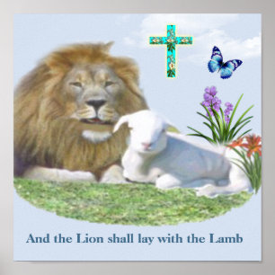Lion and the lamb Bible verse Poster
