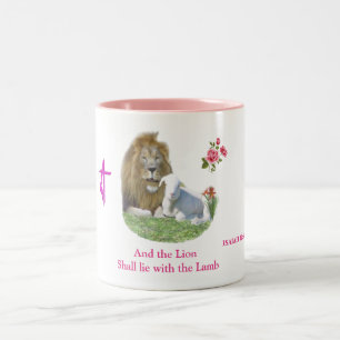 Lion and the lamb Bible verse Two-Tone Coffee Mug