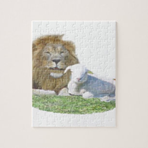 Lion and the Lamb christian art Jigsaw Puzzle