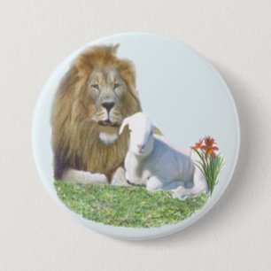 Lion and the lamb Christian gifts 7.5 Cm Round Badge