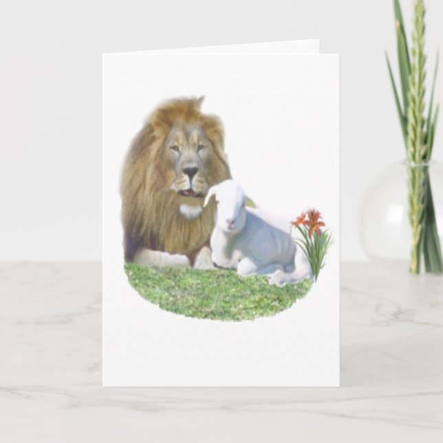 Lion and the lamb Christian gifts Holiday Card (Front)