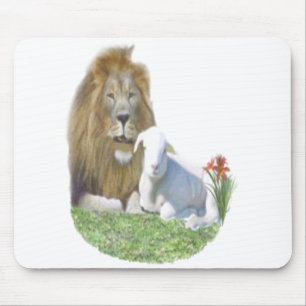 Lion and the lamb Christian gifts Mouse Mat