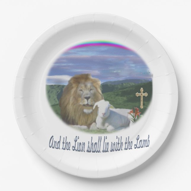Lion and the lamb christian gifts paper plate (Front)