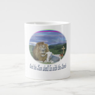 Lion and the lamb christian large coffee mug