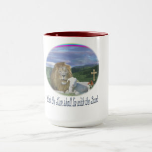 Lion and the lamb christian mug