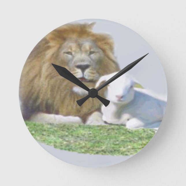 Lion and the Lamb Round Clock (Front)