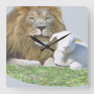 Lion and the Lamb Square Wall Clock