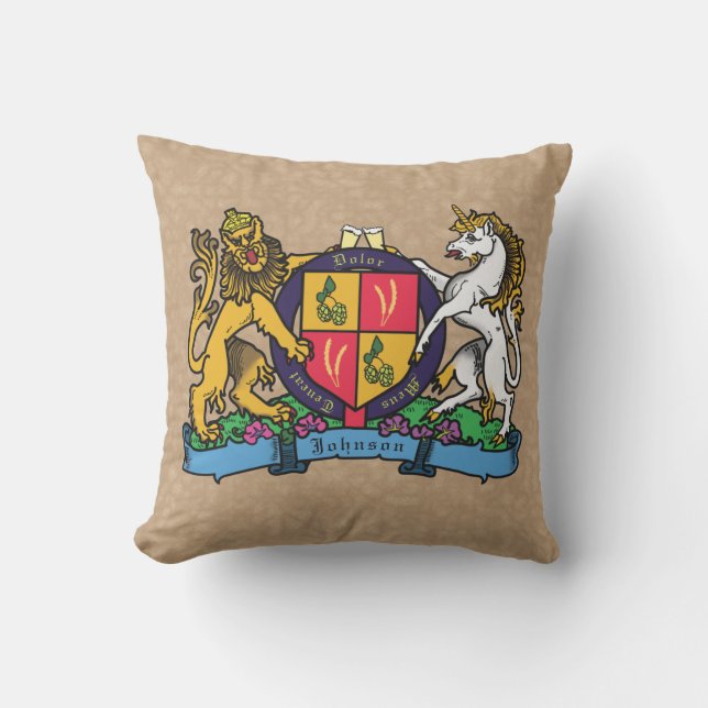 Lion and Unicorn Rampant Beer Coat of Arms Cushion (Front)