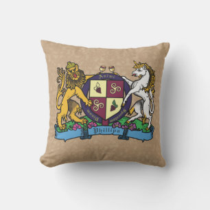 Lion and Unicorn Rampant Wine Coat of Arms Cushion