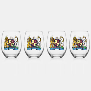 Lion and Unicorn Rampant Wine Coat of Arms Stemless Wine Glass