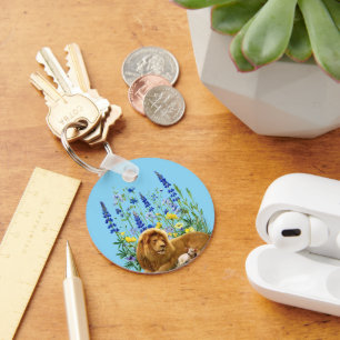 Lion and Wildflowers Inspirational Nature Key Ring