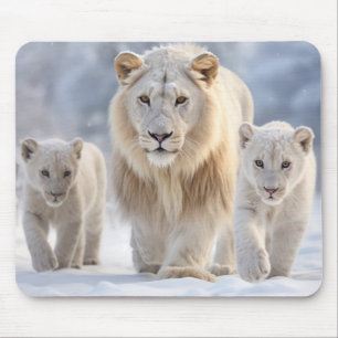 Lion Animal Family Wandering Nature Out Mouse Mat