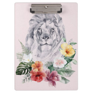 Lion Animal Flowers Clipboard