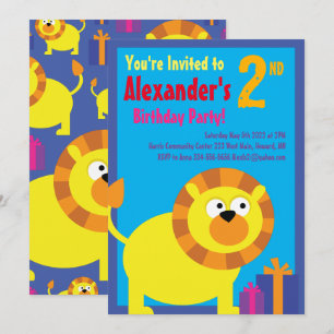 Lion Animal Kid's Birthday Party Invitations