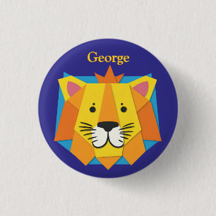 Lion Animal Papercraft Effect Cute Kids 3 Cm Round Badge