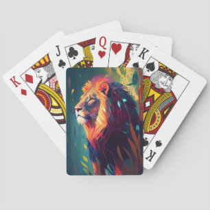 Lion Animal Portrait Painting Wildlife Outdoors  Playing Cards