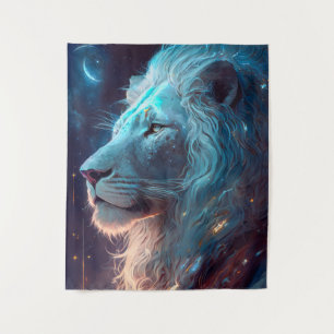 Lion Animal Portrait Painting Wildlife Outdoors Tapestry