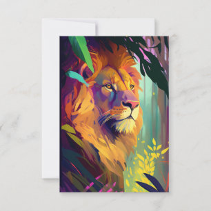 Lion Animal Portrait Painting Wildlife Outdoors Thank You Card