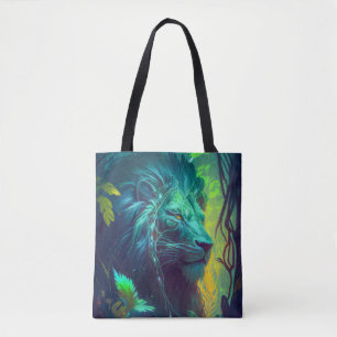 Lion Animal Portrait Painting Wildlife Outdoors Tote Bag