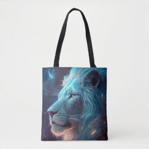 Lion Animal Portrait Painting Wildlife Outdoors Tote Bag
