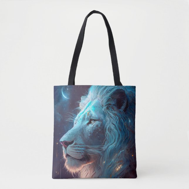 Lion Animal Portrait Painting Wildlife Outdoors  Tote Bag (Front)