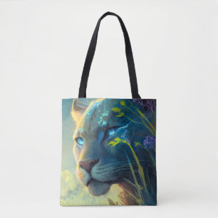 Lion Animal Portrait Painting Wildlife Outdoors Tote Bag