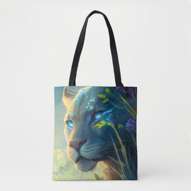 Lion Animal Portrait Painting Wildlife Outdoors  Tote Bag (Front)