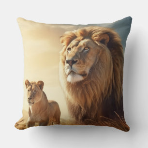 Lion Animal Wildlife Wilderness Colourful Wall Art Cushion