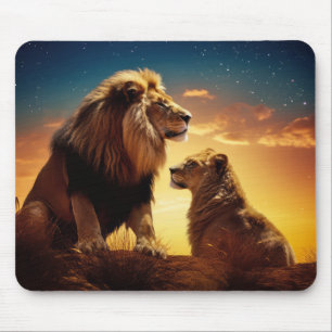 Lion Animal Wildlife Wilderness Colourful Wall Art Mouse Mat