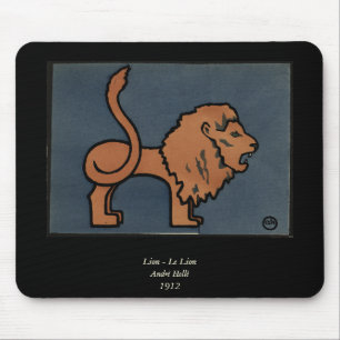 Lion - Antiquarian, Colorful Book Illustration Mouse Mat