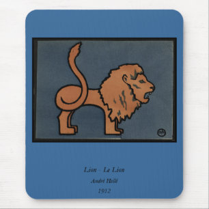 Lion - Antiquarian, Colourful Book Illustration Mouse Mat