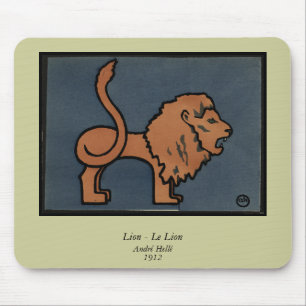 Lion - Antiquarian, Colourful Book Illustration Mouse Mat