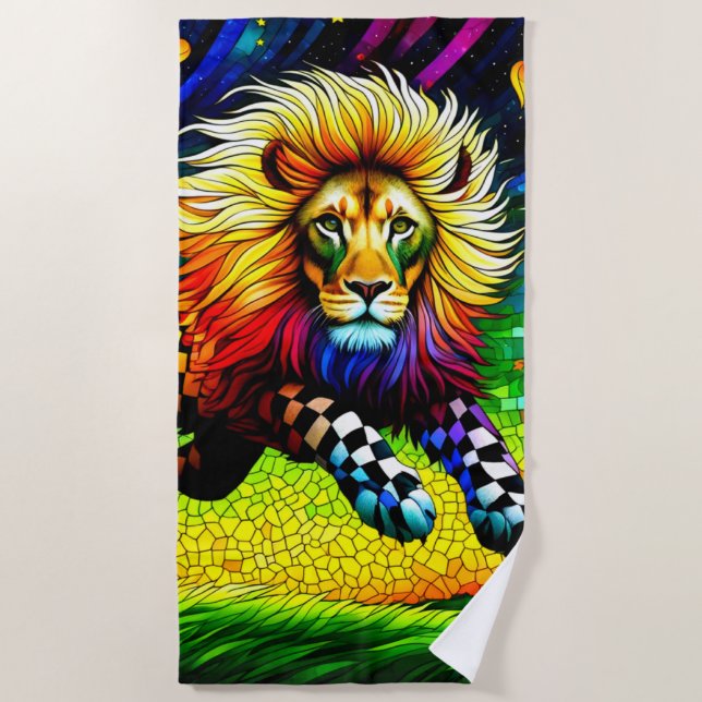 Lion Art Beach Towel (Front)