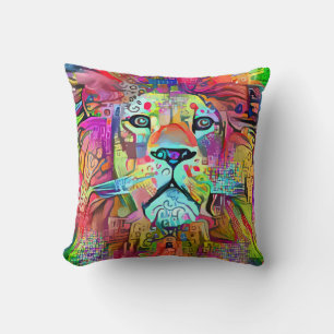 LION ART COLORFUL ABSTRACT PILLOW