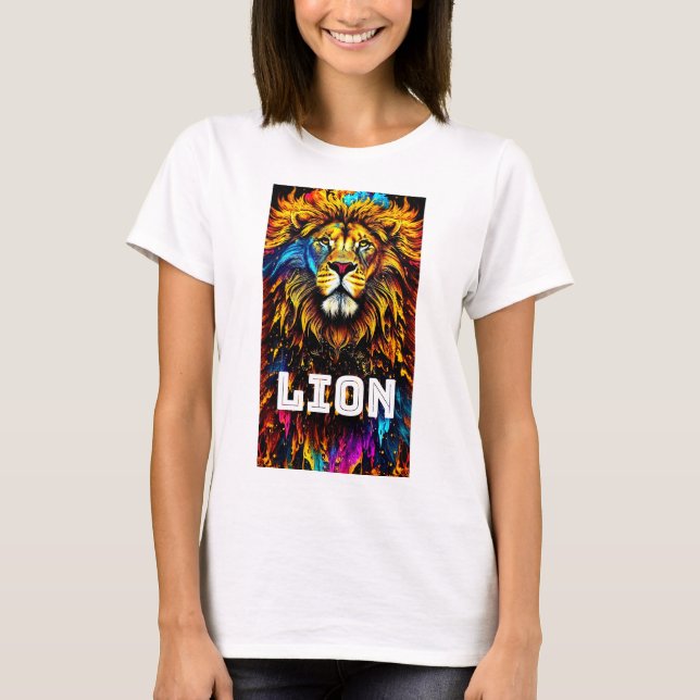 Lion Art Colour Splash, summer gift for women T-Shirt (Front)
