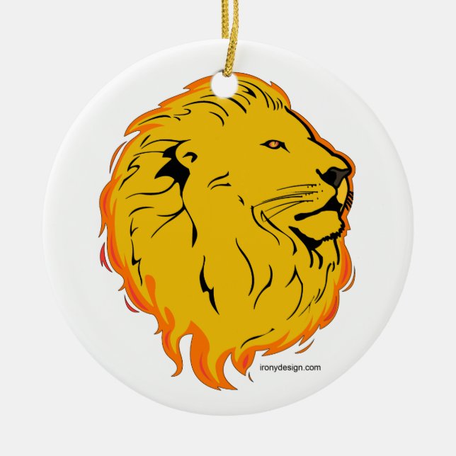Lion Art Design Ceramic Tree Decoration (Front)